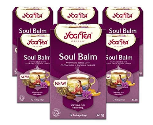 Image of Yogi Tea, Soul Balm, Organic Herbal Tea, Blend of Cocoa Shells, Rooibos and Orange, 6 Packs x 17 Tea Bags (102 Teabags Total)