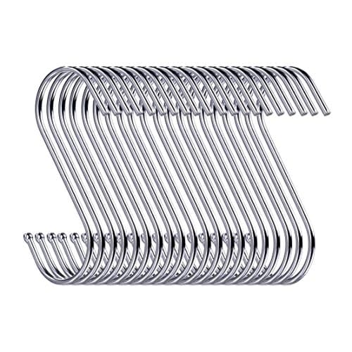 Image of Swatowot 10 Pack Heavy Duty S Hooks S Shaped Hanging Hooks Large Hangers for Kitchen, Bathroom, Bedroom and Office (Silver)