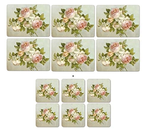 Image of Pimpernel Antique Roses, 6 Placemats + 6 Coasters