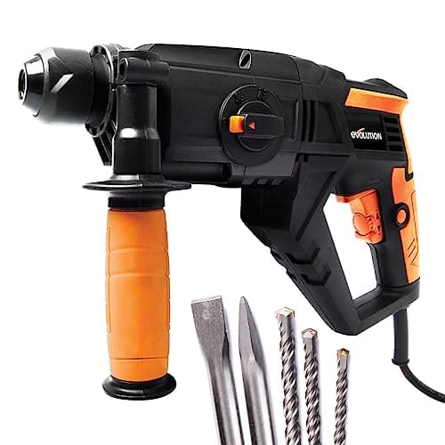 Image of Evolution Power Tools SDS4-800 Hammer Drill 4 Functions - Drill, Chisel, Rotation, Hammer, 5 x Attachments Included (230 V)