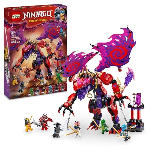 Image of LEGO NINJAGO Thunderfang Dragon of Chaos Toy with 6 Ninja Warriors Minifigures - Good vs Evil Role Play Building Set for 8+ Year Old Boys & Girls - Gifts for Dragons Rising Show Fans - 71832