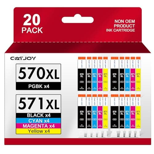 Image of CATJOY 570 571 Ink Cartridges Replacement for Canon 570XL 571XL PGI-570XL CLI-571XL for Canon MG5750 Printer Ink Cartridges for PIXMA MG5700 MG5750 MG5751 MG6850 MG6851 TS5050(20-Pack)