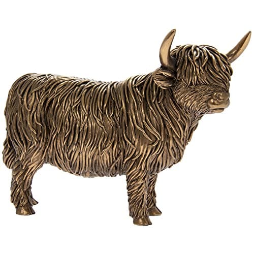Image of The Leonardo Collection Reflections Bronzed Highland Cow Figurine For Home & Office | Home Decor Ornaments Gift For Women & Men | Beautiful Figurine For Indoor & Outdoor | Living Room Decor Ornaments