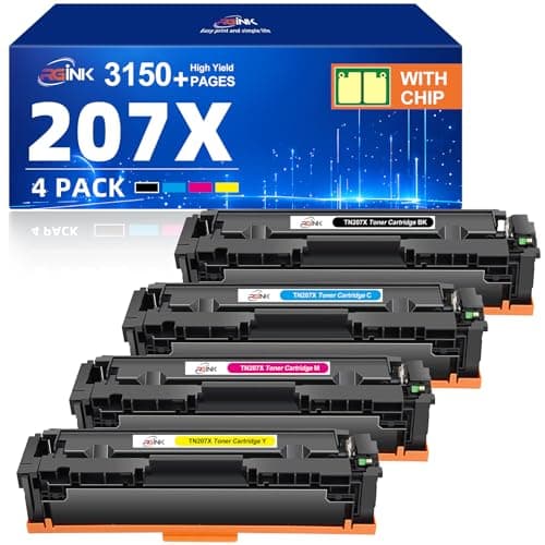 Image of RGiNK 207X 207A Compatible Toner Cartridges 4 Pack With Chip, W2210X W2211X W2212X W2213X, Compatible with HP Colour LaserJet Pro M255dw M255nw M282nw M283fdw M283fdn M283cdw