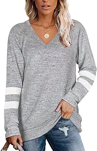 Image of Famulily Sweatshirt Womens Oversized Cotton Tshirt Autumn Tops Ladies Going Out Tops Light Grey M