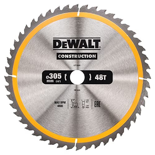 Image of DEWALT DT1959 Construction Circular Saw Blade 305mm x 30mm x 48T, 240 V, Yellow/Black