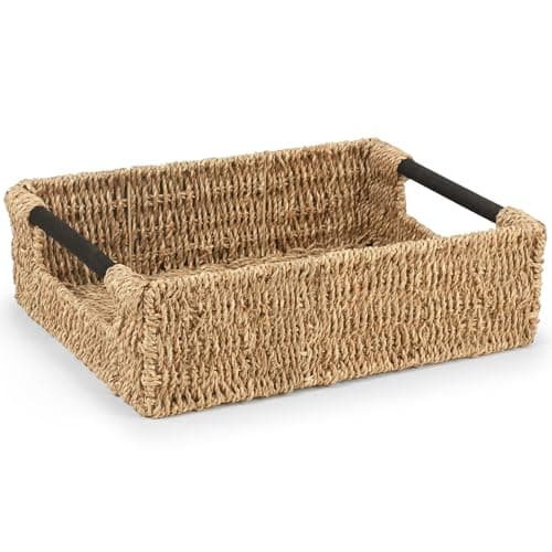 Image of Woodluv Storage Baskets, Storage Baskets for Shelves, Nesting Storage Box Organiser | Shelf Hamper Organiser for Bathroom, Bedroom, Kitchen & Home Office, XLarge