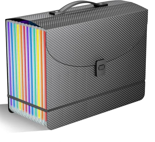 Image of Expanding File Organiser Box File Folder with Handle,13 Pockets Filing Folders Concertina Files for Paperwork A4,Bill Receipt Paper Document Organiser for Home School Office,2X Tabs,Diamond Coloured