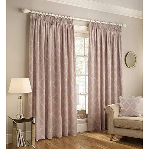 Image of Paoletti Contemporary Olivia Pencil Pleat Curtains, Blush, 229 x 183cm