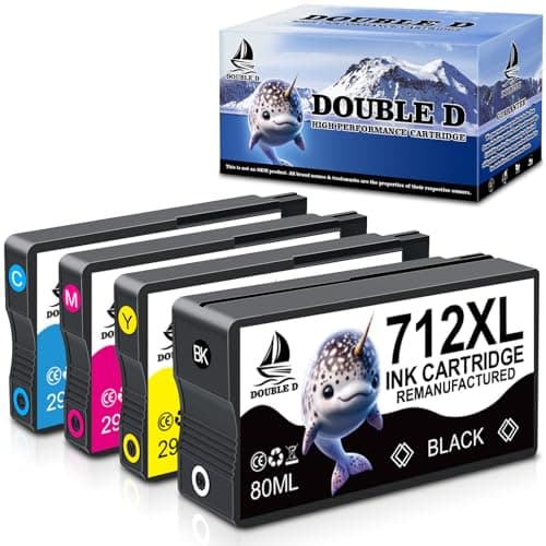 Image of DOUBLE D 712XL Ink Cartridge Compatible for HP 712 712XL Ink High Yield for HP DesignJet T650 T630 T230 T210 T250 Studio Plotter Printer (3ED67A 3ED68A 3ED69A 3ED71A),4 Pack