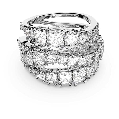 Image of Swarovski Twist Wrap ring, Mixed cuts, White, Rhodium plated