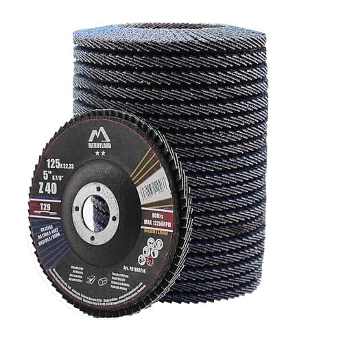 Image of Merryland Flap Disc 125 Metal for Angle Grinder, 125mm 40 Grit T29 Flap Wheel 20 Pieces, Blue Zirconium Corundum INOX Stainless Steel Iron Universal 5 inch, Craft-Line FC1108214-20