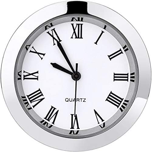 Image of 1-1/2 Inch (37 mm) Round Quartz Clock Insert with Roman Numerals Fit 35 mm Diameter Hole (Silver Bezel)