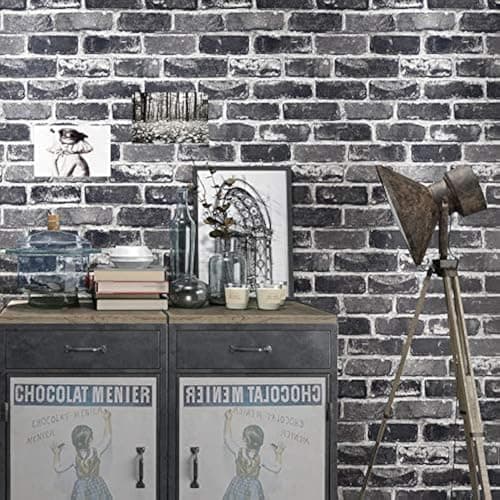 Image of Okydoky Peel & Stick Grey Brick Wallpaper - Self-Adhesive, Vinyl Waterproof Vintage Wallpaper for House Decoration