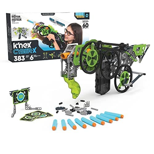 Image of K'NEX Cyber-X C10 Crypto Crank with Motor - Blasts up to 60 ft - 383 Pieces, 6 Builds, Targets, 10 Darts - Great Gift Kids 8+