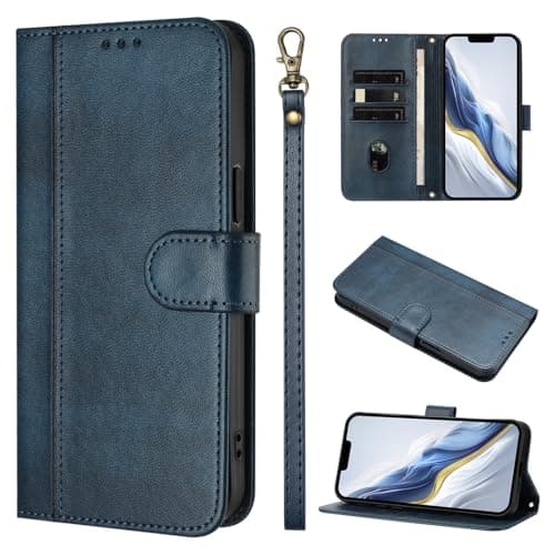 Image of Ymyhyuxi Leather Flip Cases for Samsung Galaxy F16 5G Case Business Cover Card Wallet Phone Bag Covers (Navy Blue)