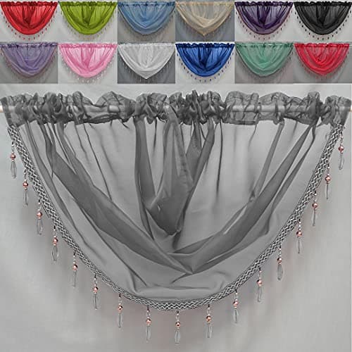 Image of John Aird Crystal Beaded Voile Curtain Swag (Silver)