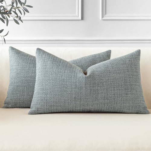 Image of JOTOM Set of 2 Cushion Covers 40x60 cm Linen Dark Grey Decorative Throw Pillow Covers 16x24 Inch Lumbar Cushion Case Home Decor Pillowcases for Couch Sofa Living Room Bed (Dark Grey)