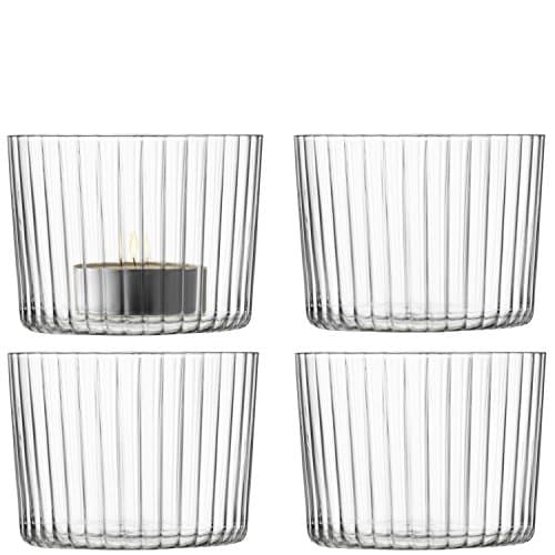 Image of LSA International Gio Line Tealight Holder H6cm Clear | Set of 4 | Dishwasher Safe | GI15