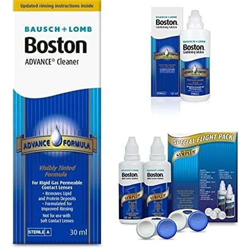 Image of Boston Advance Cleaner & Advance Conditioning Solution & Boston Simplus Multi-Action Solution Flight Pack, 30ml Cleaner, 120ml Conditioner & 2x 60ml Contact Lens Solution for RGP & Hard Contact Lenses