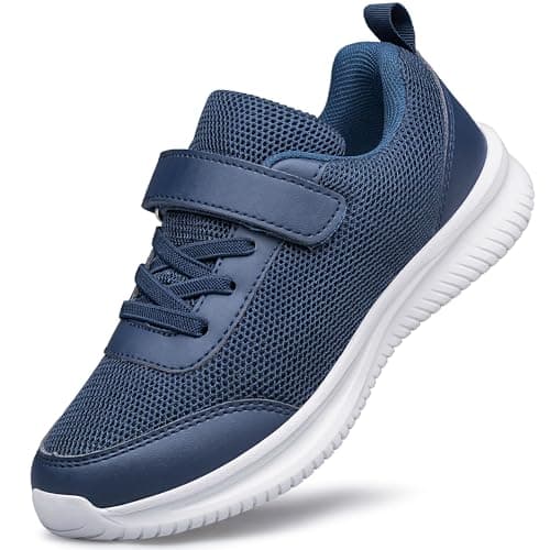 Image of Boys Girls Trainers Unisex Kids Sports Shoes Lightweight Breathable Athletic Running Tennis School Child Trainers Navy Blue Big Kid Size 1