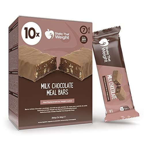 Image of Shake That Weight Milk Chocolate Meal Bars - 10 Meals, 13.8g Protein, Gluten-Free, Low Sugar Meal Replacement Bars for Weight Loss, High Fibre, Vegetarian