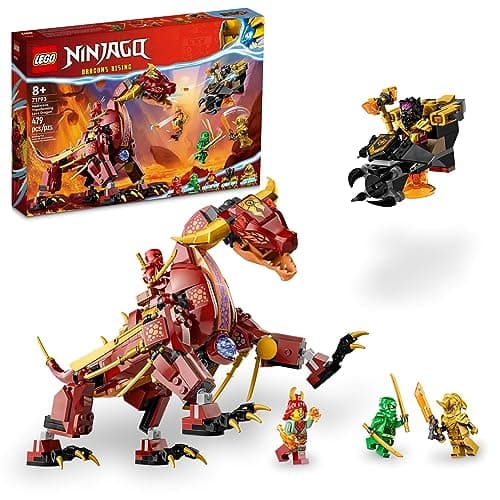 Image of LEGO NINJAGO Heatwave Transforming Lava Dragon 71793 Building Toy Set, Features a Ninja Dragon, a Hovercraft Vehicle and 5 Minifigures, Lava Dragon Toy for Kids Ages 8+ Who Love Ninja Adventures