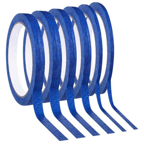 Image of Zolventiq 6 Rolls Blue Masking Tape, 3mm/7mm/12mm X 20 M Painters Tape Paper Tapes Painting Tape Decorators Tapes Heat Resistant for Painting Work, Automotive, Renovations, DIY Crafts