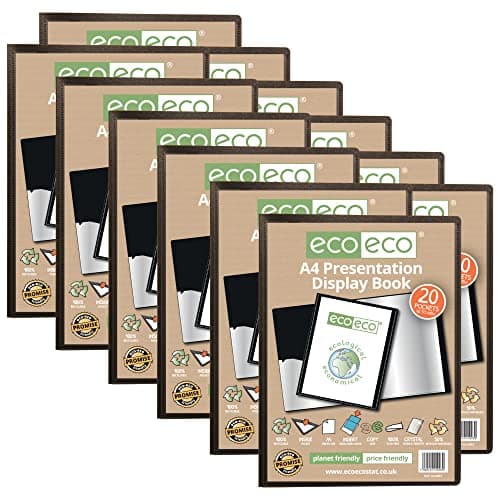 Image of eco-eco A4 50% Recycled 20 Pocket Presentation Display Book Folder (Pack of 12), eco003x12