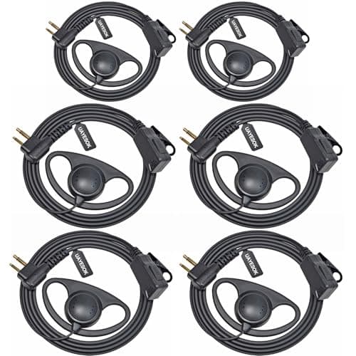 Image of UAYESOK 2 Pin D Shape Radio Earpiece for Motorola CP040 DP1400 GP88 GP300 XT420 XT460 Hytera PD405 PD505 BD505 Walkie Talkie, Security Guard Radio Headset with PTT Mic Microphone (6 Pcs)