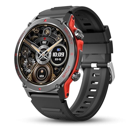 Image of Popglory Smart Watch, 1.43''AMOLED 45mm Military Smartwatch Men Women Answer/Make Call, Digital Fitness Watch, 110+ Sports, Blood Pressure, Heart Rate, Stress Monitor Sports Watch for Android or iOS