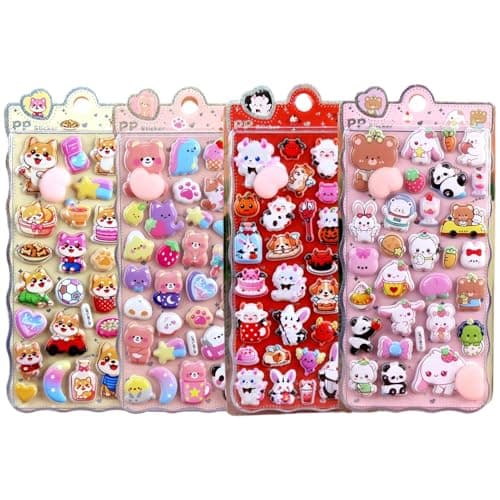 Image of Gihioue 3D Stickers - 4 Sheets Cartoon Butt Motifs Various Designs, 3D Stickers for Scrapbooking | For Children, Girls, Mobile Phone Case, Laptop, Class Rewards, Party Surprises, Easter Basket