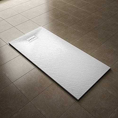 Image of ELEGANT 1700 x 800mm Slip-Resistance Shower Base Slate Effect Square Shower Enclosure Tray with Waste and Resin Cover Grate
