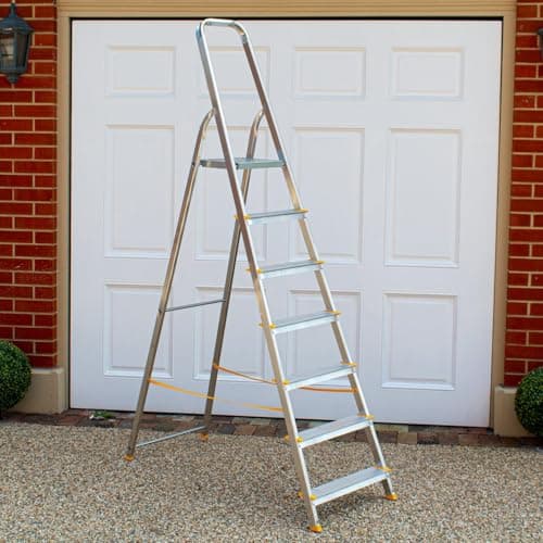 Image of BPS® Aluminium Step Ladder | Folding Ladder | Ladders | Trade & DIY | Non-Slip Feet | Hand Rail | 7 Step