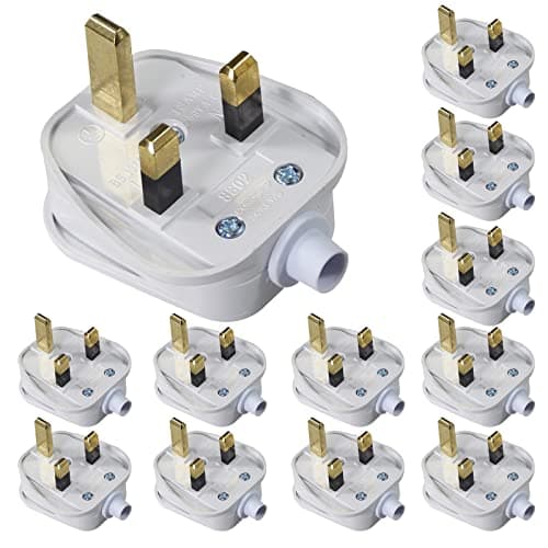 Image of KC cable 13A Fused Plug, 12 Pack 3 Pin Plug 13 Amp Fused Mains Plugs UK Plug with Cord Grip Rewireable Heavy Duty Electrical Plug Durable for Home, Office Electrical Appliances and Devices, White…