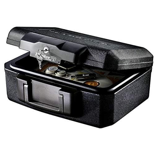 Image of MASTER LOCK Certified Fireproof Safe Box with Key, 5L, 362 x 156 x 284 mm, Portable with carrying handle, Black, for home and professionals