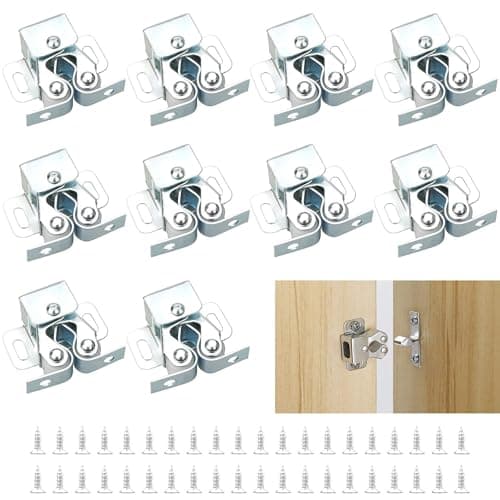 Image of YEYIT 10 Pcs Double Roller Catch Door Catches,Twin Roller Closet Catch Hardware Caravan Door Latch, Cupboard Cabinet Wardrobe Door Latch with 40 Screws Zinc Plated for Wardrobe,Home Furniture（Silver）