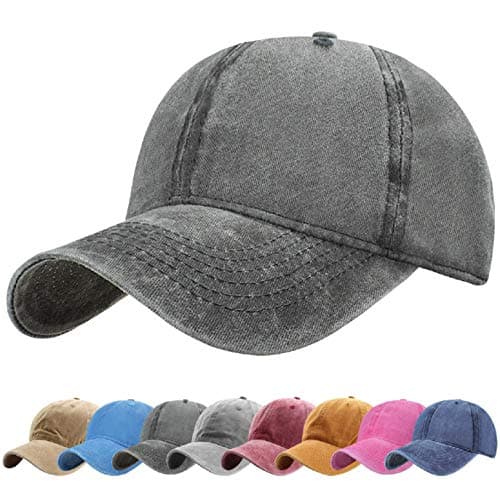 Image of UMIPUBO Unisex Vintage Baseball Cap Adjustable Baseball Cap Outdoor Sports Solid Hats (Black)