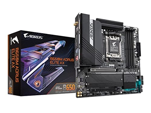 Image of GIGABYTE B650M AORUS Elite AX (AM5/ LGA 1718/ AMD B650/ Micro-ATX/ 5-Year Warranty/ DDR5/ 2* M.2/ PCIe 5.0/ USB 3.2 Gen2X2 Type-C/Intel 2.5GbE LAN/Q-Flash Plus/EZ-Latch/Gaming Motherboard)