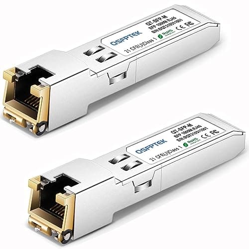 Image of QSFPTEK 2Pack 1000BASE-T RJ45 Copper SFP Transceiver, SFP to RJ45 SFP 1G SFP-T Module for Cisco GLC-T/SFP-GE-T, Ubiquiti UF-RJ45-1G, Meraki MA-SFP-1GB-TX, D-Link, Supermicro, Netgear, up to 100m