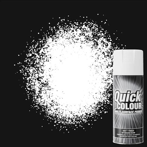 Image of Quick Colour White Multi Purpose Primer Spray Paint 400ml, Fast Drying for Wood, Metal, Ceramics