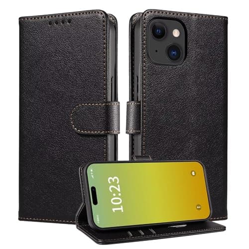 Image of FMPCUON For vivo Y72 5G Phone Case Cover Leather Wallet Flip Card Holder Slots Kickstand Function Secure Magnetic Closure for vivo Y72 5G - Black