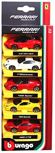 Image of Bburago FERRARI RACE AND PLAY 5 VEHICLE PACK - 1:64 Scale - Incredibly Detailed Die-Cast Replica Collectible Model Vehicles, Red