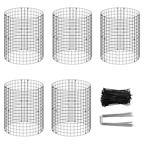Image of Foppla 15Pcs Plant Protector Cages - 13.7" Metal Mesh Garden Cloche, Rustproof Animal Proof Wire Cage to Keep Deer, Rabbits, Cats & Dogs Out, Includes 150 Ties & 15 Stakes (Dark Green)