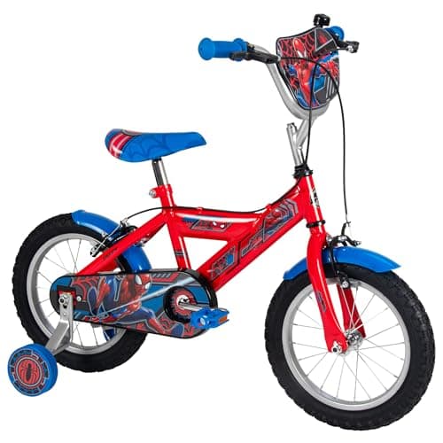 Image of Huffy Marvel Spider-man 14" Kid’s Bike, aged 4-6 years, Dual Calliper Brakes, Removable Stabilisers, Adjustable Seat, Red