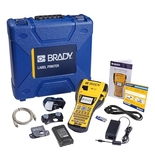 Image of Brady M410 Portable Label Printer Kit - Industrial Labelling Machine for Harsh Environment Labels - High-Performance Adhesive - incl. Case, Battery, UK Power Cord and Label Cartridge - replaces BMP41
