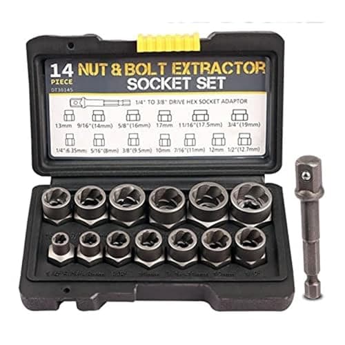 Image of 14 PCS Bolt Extractor Set, Impact Bolt & Nut Remover Socket Tool, Stripped Lug Nut Remover, Extraction Socket Set for Damaged, Frozen, Studs, Rusted, Rounded-Off Bolts & Nuts Screws (One Size 14PCS)