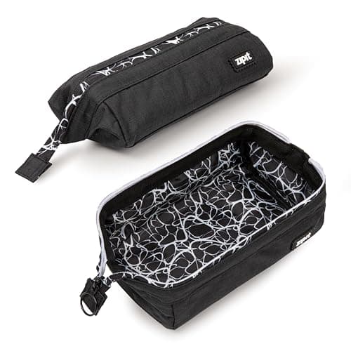 Image of ZIPIT Lenny Pencil Case, Large Capacity Zipper Pouch for School, Stationery Bag for Teen Girls Boys and Adults, Black