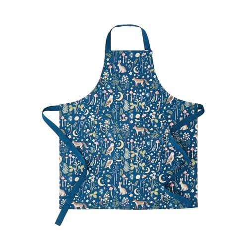 Image of Catherine Lansfield Enchanted Twilight Animals Cotton 70x80cm Kitchen Adult Apron Navy Blue