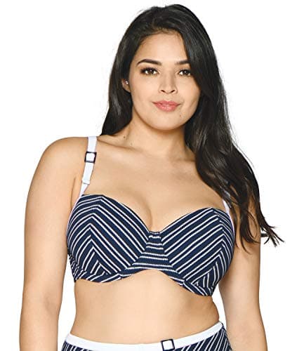 Image of Curvy Kate Sailor Girl Padded Balcony Bikini Navy Stripe 34E